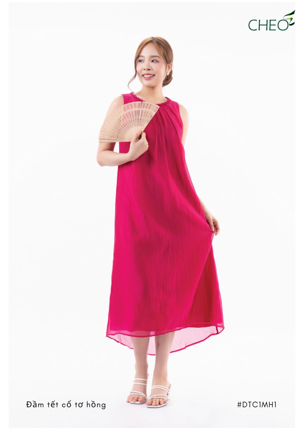 Đầm tết cổ tơ hồng